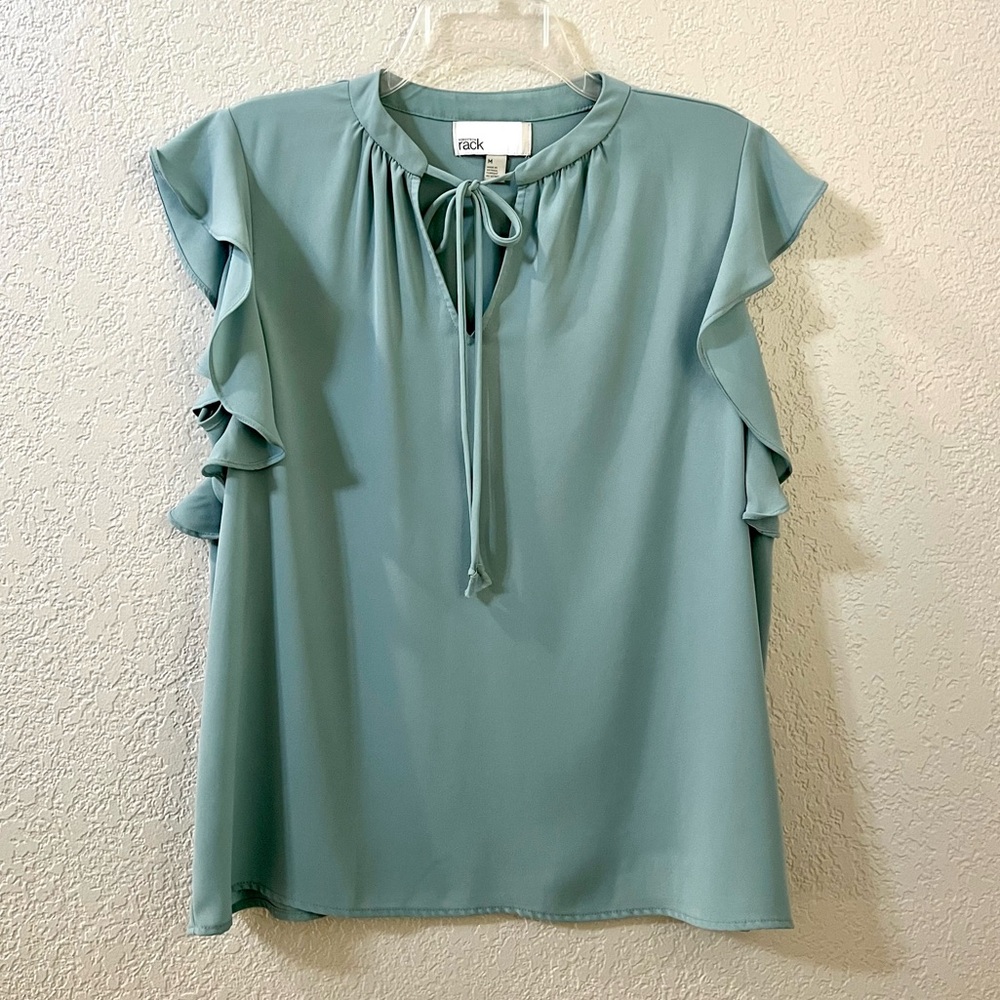 Nordstrom Tack Blue Cap sleeve Front tie Casual Spring Summer Blouse Tops M